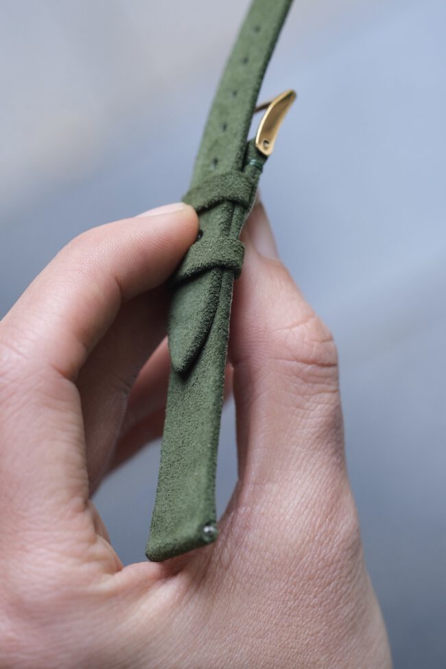 Dark Green Suede Stitchless Strap (FOLDED EDGE) 2 Dark Green Suede Stitchless Strap (FOLDED EDGE)3