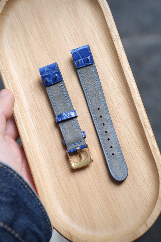 Glossy Alligator Leather Fixed Bars Strap1