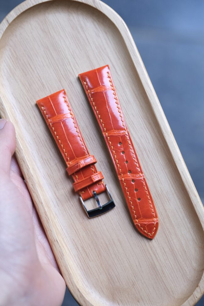 Glossy Orange Alligator Signature Strap