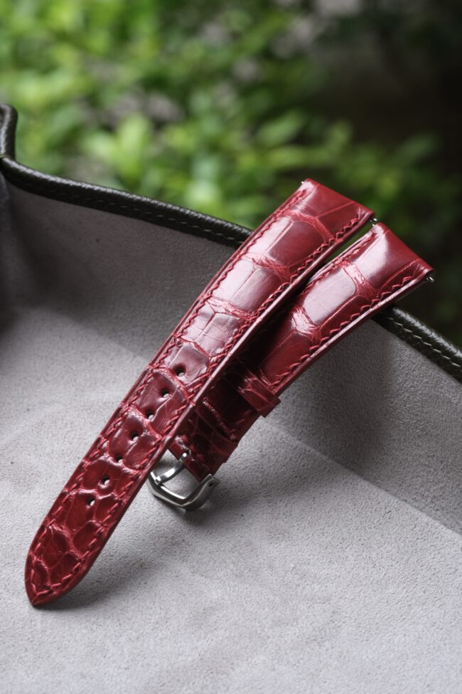 Glossy Red Alligator Strap for Cartier Tank1
