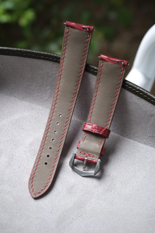 Glossy Red Alligator Strap for Cartier Tank9