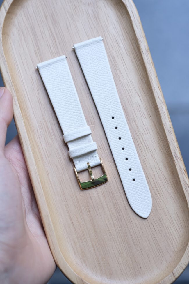 White Epsom Stitchless Strap (FOLDED EDGE)