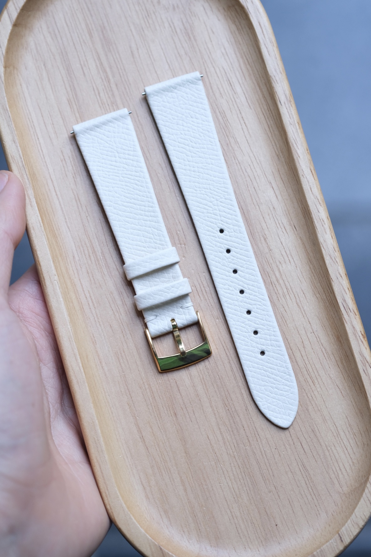 White Epsom Stitchless Strap (FOLDED EDGE) 9 White Epsom Stitchless Strap (FOLDED EDGE)