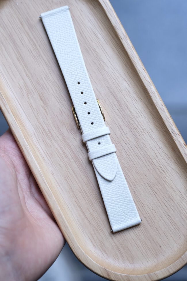 White Epsom Stitchless Strap (FOLDED EDGE)1