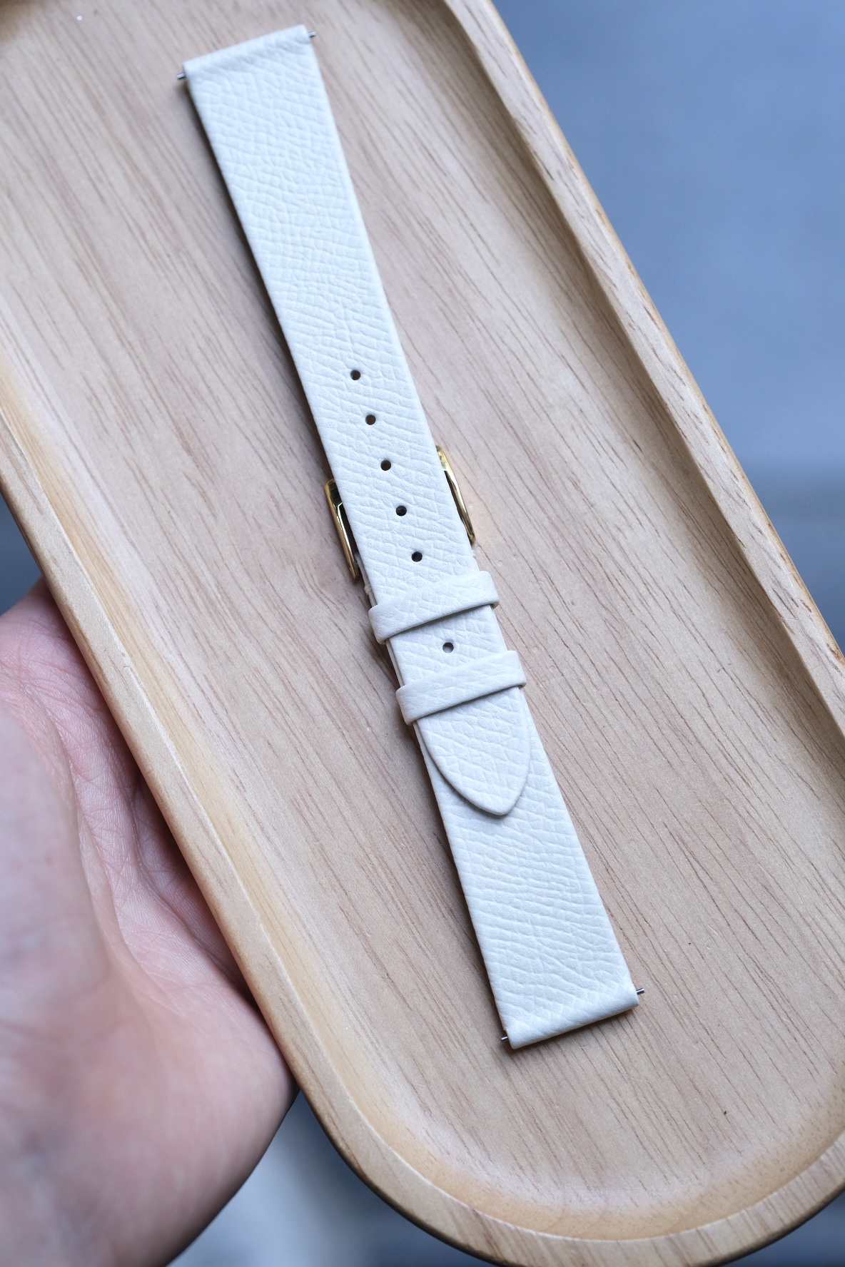 White Epsom Stitchless Strap (FOLDED EDGE) 10 White Epsom Stitchless Strap (FOLDED EDGE)1