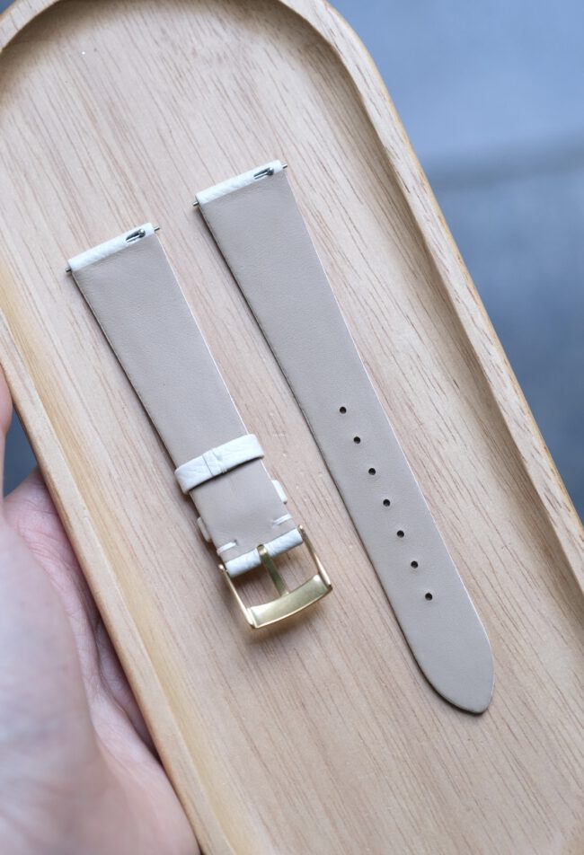 White Epsom Stitchless Strap (FOLDED EDGE) 3 White Epsom Stitchless Strap (FOLDED EDGE)5