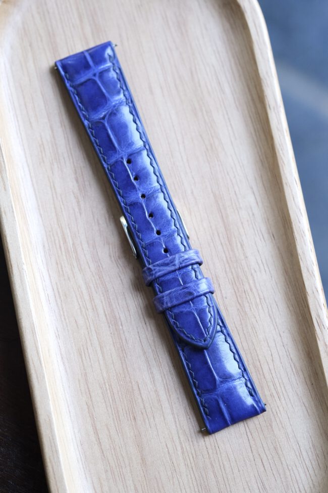 Glossy Blue Alligator Strap for Cartier Tank2