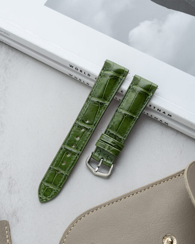 Glossy Green Alligator Signature Strap for Cartier Tank