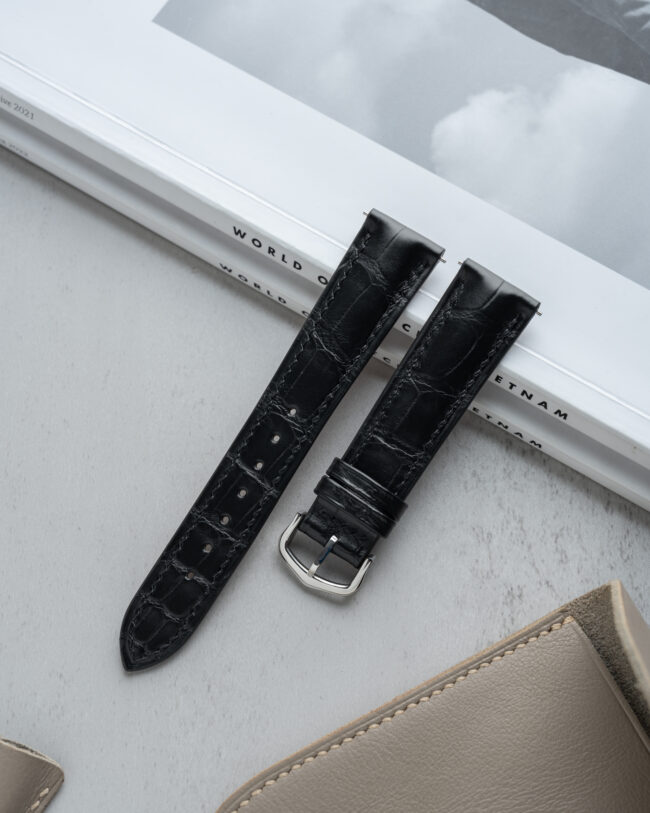 Matte Black Alligator Signature Strap for Cartier Tank