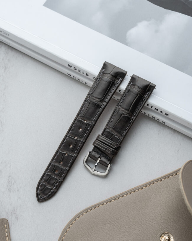 Matte Grey Storm Alligator Signature Strap for Cartier Tank