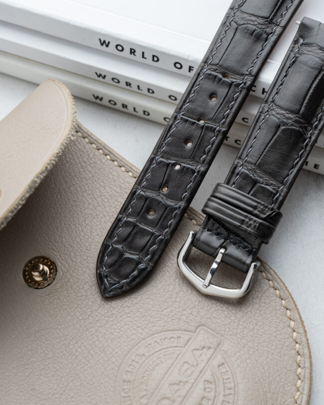Matte Grey Storm Alligator Signature Strap for Cartier Tank2