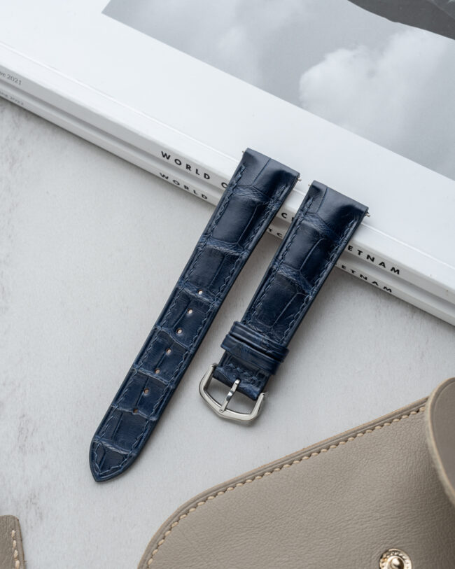 Matte Navy Alligator Signature Strap for Cartier Tank