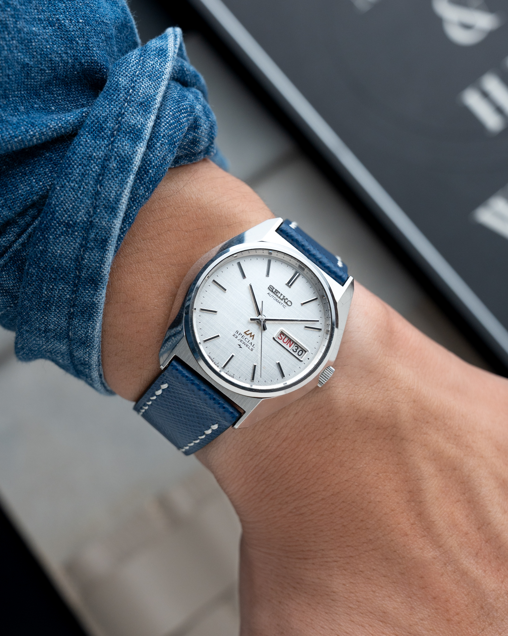 Blue Saffiano Slim Strap8 Blue Saffiano Slim Strap8