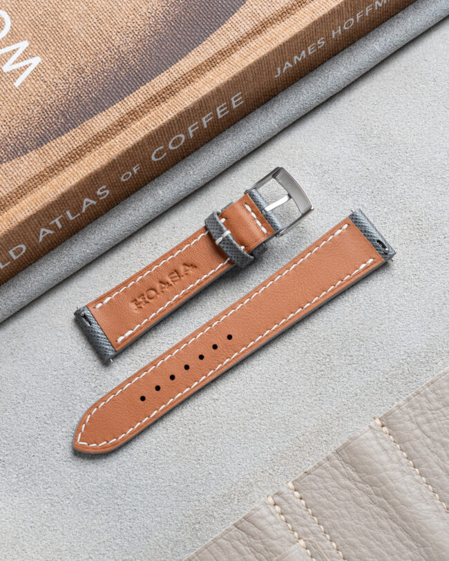Dark Grey Saffiano Slim Strap2
