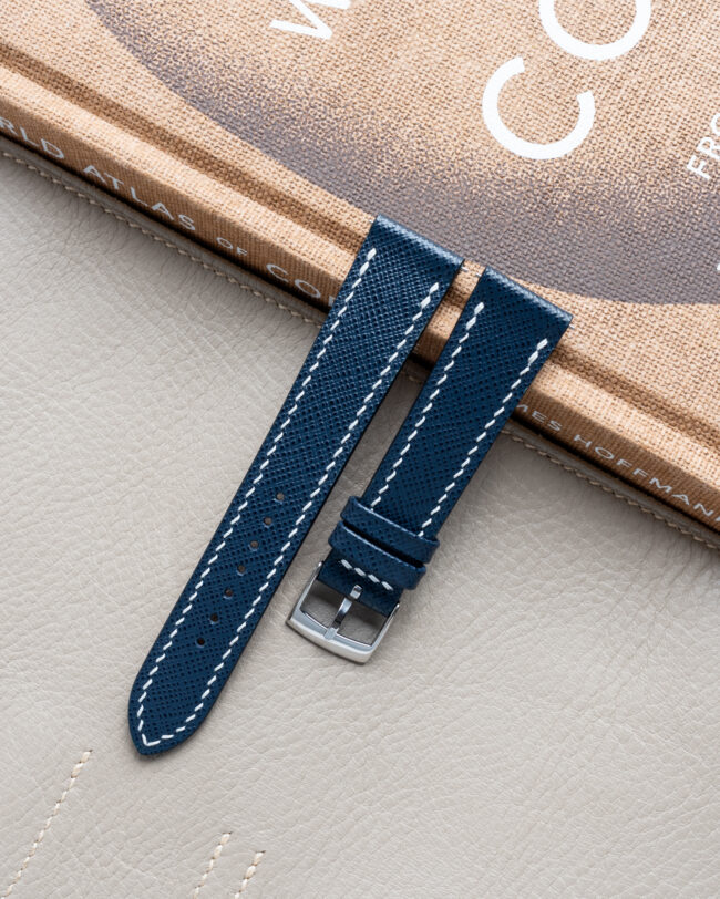 Navy Saffiano Slim Strap