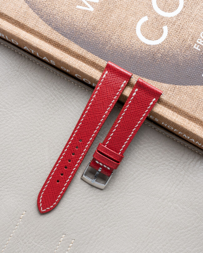 Red Saffiano Slim Strap