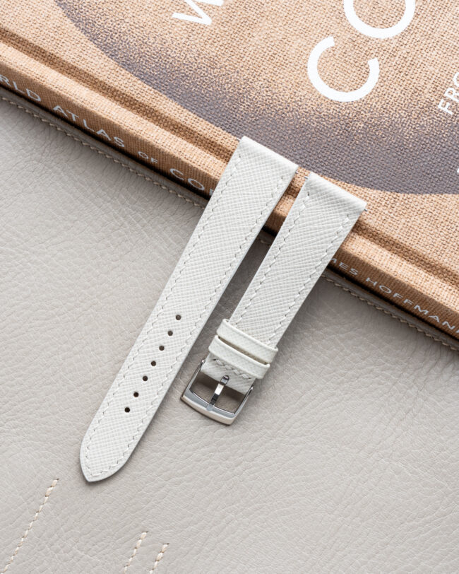White Saffiano Slim Strap