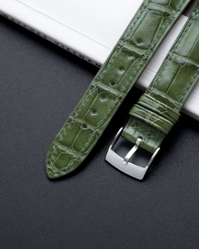 Glossy Moss Green Alligator Signature Strap3