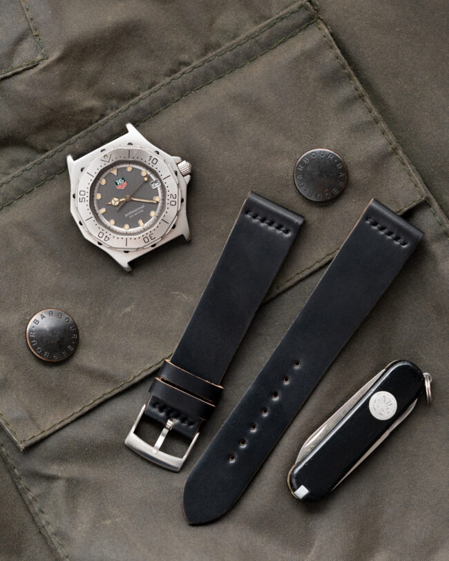 Black Horween Shell Cordovan Slim Strap1