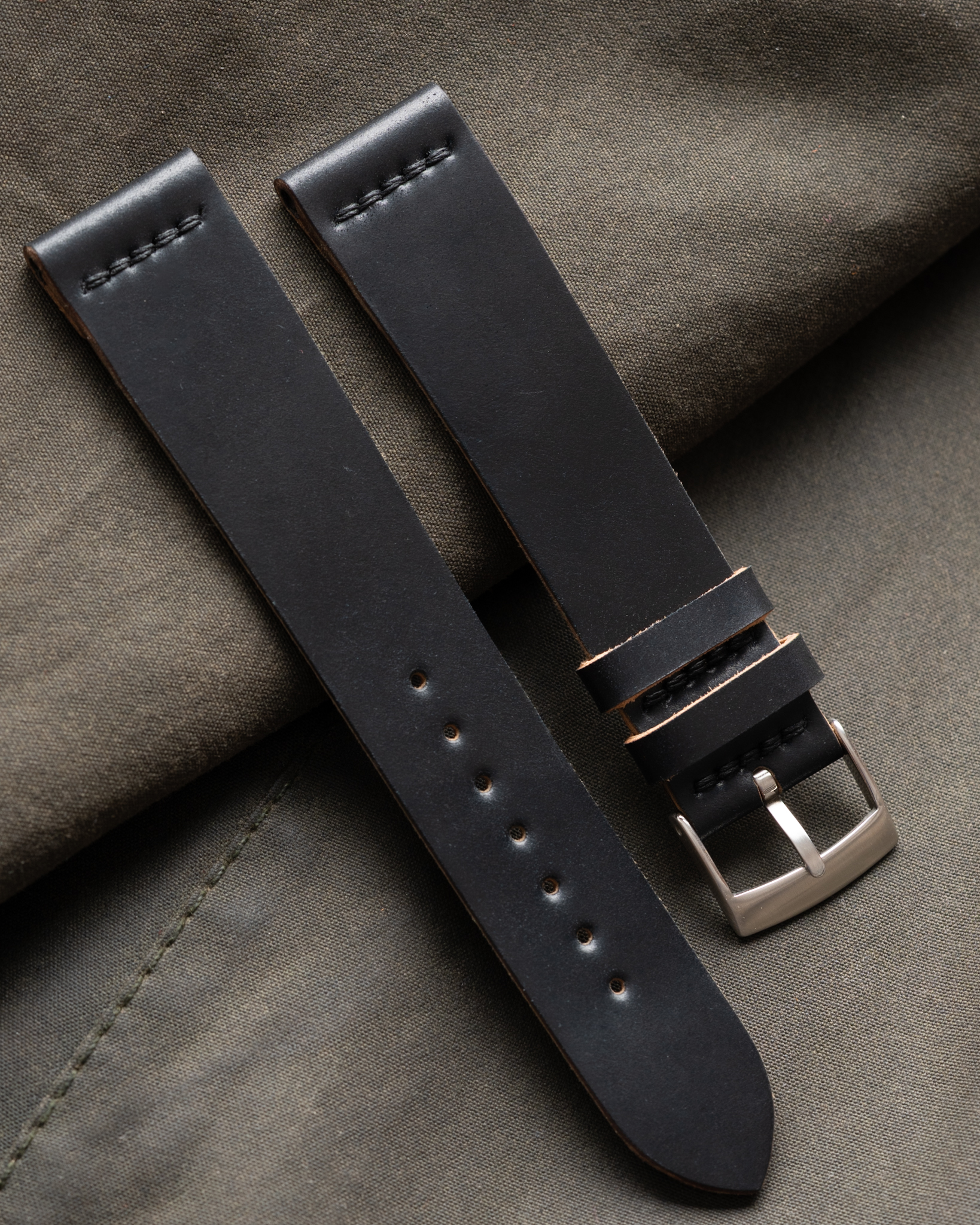 Black Horween Shell Cordovan Slim Strap6 Black Horween Shell Cordovan Slim Strap6