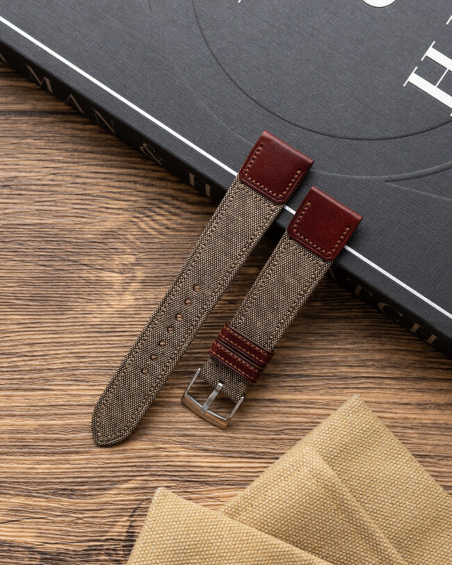 Brown Canvas x Dark Brown Vachetta Slim Strap