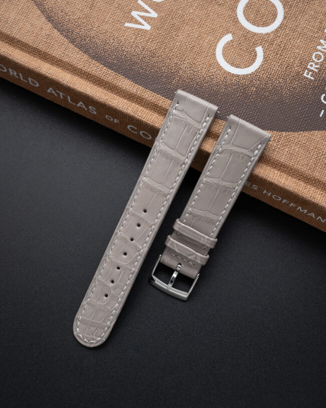 Matte Grey Alligator Slim Strap (Oval tip)
