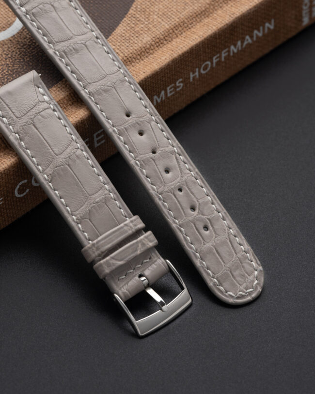 Matte Grey Alligator Slim Strap (Oval tip)1