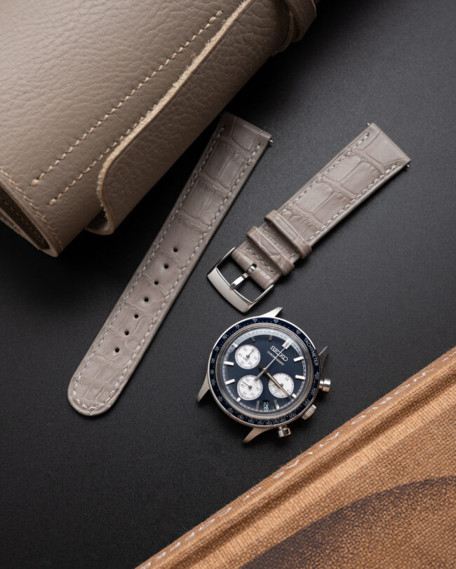 Matte Grey Alligator Slim Strap (Oval tip)3