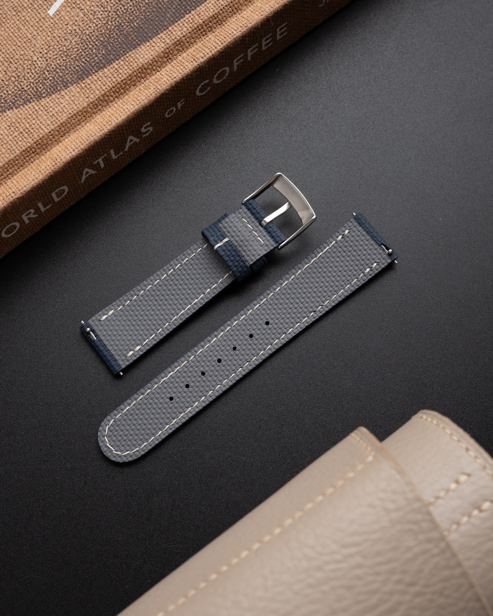 Navy Sailcloth Slim Strap (Oval tip)2 Navy Sailcloth Slim Strap (Oval tip)2